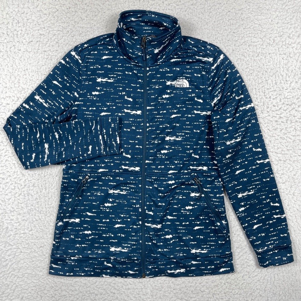 The North Face Jacket Womens Medium Blue Dash Print Full Zip Fleece Gorpcore
